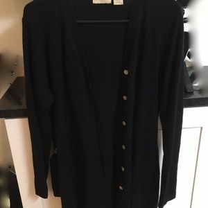 SOLD Black Studio Works Women's Button-Up Cardigan Sweater with Looped Belt Sz M